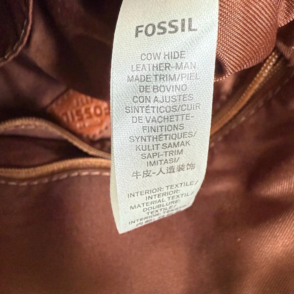 Fossil Kinley Brown Leather Crossbody Bag Small Zip &‎ Flap Purse